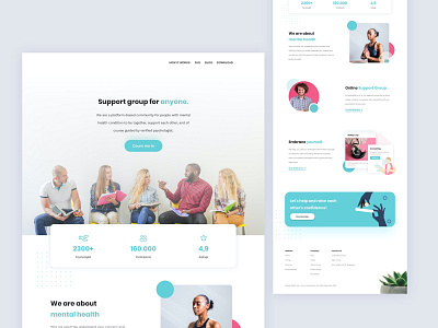 Landing Page - Mental Health Solution colorful community group landingpage meditation mental health mental health awareness modern startup tosca ui ux vibrant web design website