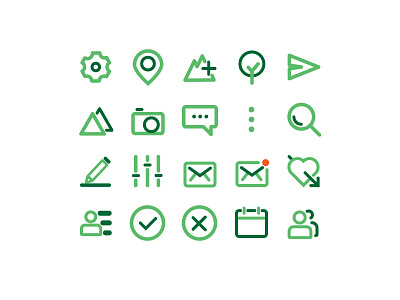 Icon set for an adventure app app calendar camera icon location mountain setting ui ux