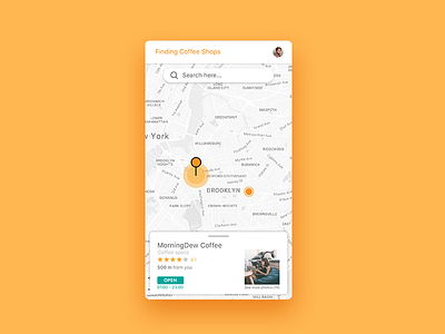 DailyUI Coffee Shop Finder coffee dailyui finder interface ios location map online shop ui ux