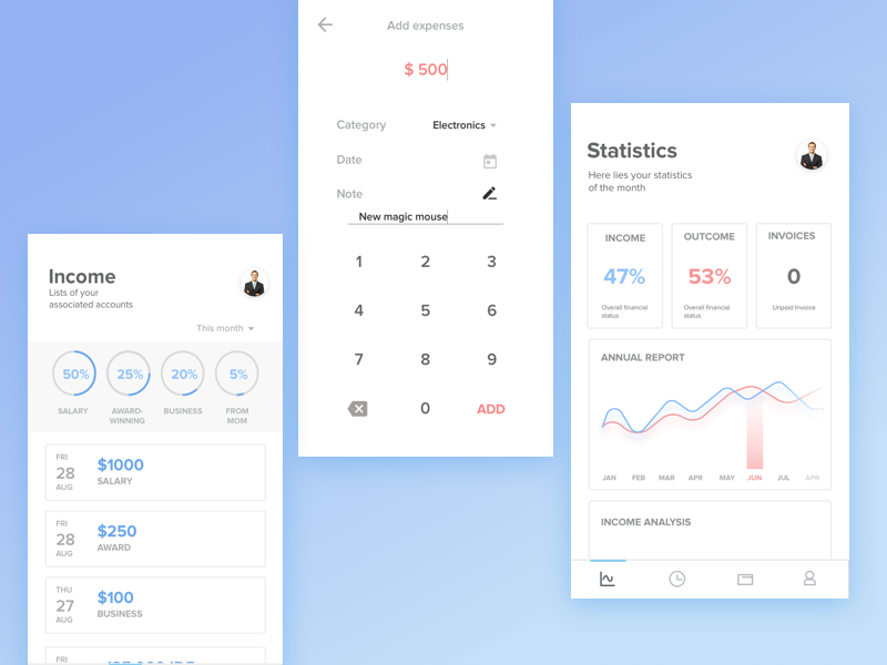 Clean Finance App Interface by Broto Seno on Dribbble