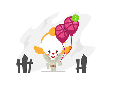 Two Dribbble invitations ! dribbble dribbbler ghost halloween illustration invitation it pennywise scary shot vector