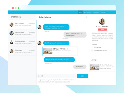 Chatting Page for Apartment Listing Web Concept