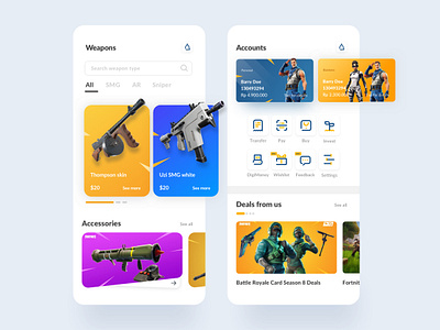 Fortnite-themed Mobile Banking experience app banking app finance fortnite icon illustration ios simple ui user interface design ux