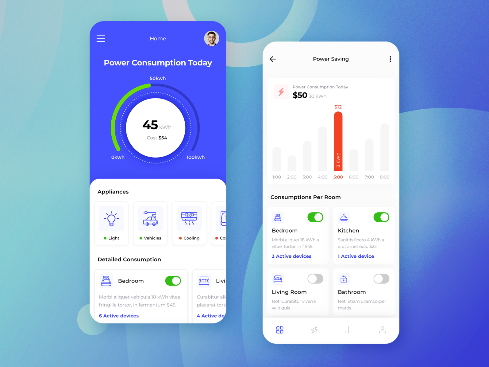 Power Consumption App Concept by WebDesk Solution on Dribbble