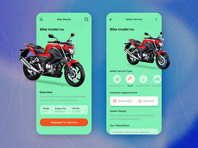 Bike Servicing App Concept app bike service app mobile app mobile app design servicing app concept servicing app desing ui vehicle servicing app