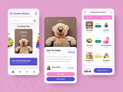 Toy Exchanging App Concept app design mobile app mobile app design toy app design toy exchange app toy exchange app design toy store app ui