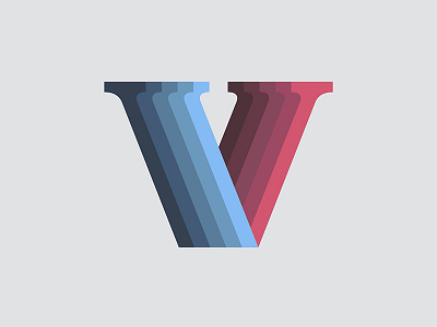 V blue fight red synthesis type typography v