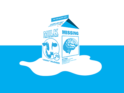 Missing cyan graphic art illustration lost milk carton mind