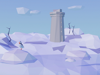 Lighthouse 3d modeling blender iceland lowpoly