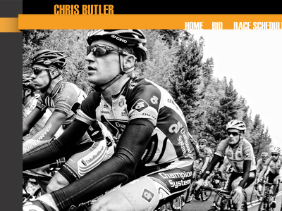 Pro Cyclist Chris Butler bike butler chris cycling layout ribbon typography web design website