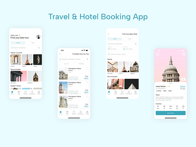 Travel & Hotel Booking App app app design app designer booking app design hotel booking app tour app travel travel app ui ui ux