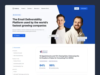 Folderly Case Studies Page app b2b branding case studies dasboard design email esp flat folderly illustration inbox logo product page saas sales spam ui vector website