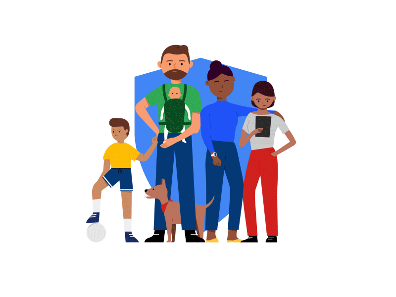 Google Online Safety Family advert animation campaign characer design fun google motion online rig safety
