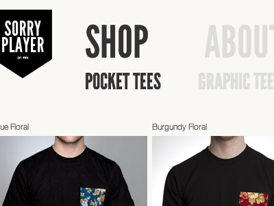 Sorry Player gothic online shop tshirts typography web design web development