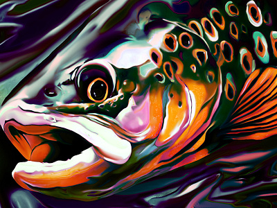 Trout closeup digital fish painting trout