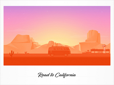 Road to California california game illustration mobile road 66