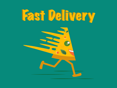 Pizzas Fast Delivery character cheese delivery design fast delivery graphic design illustration pizza run running pizza typography vector vegan vegetable