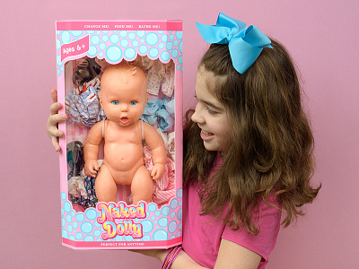 Naked Dolly doll dolly girl kids lettering naked package packaging pink toy