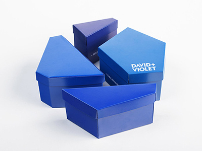David + Violet Open blue box hexagon packaging senior thesis template