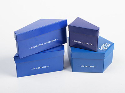 David + Violet Individual Boxes blue box hexagon packaging senior thesis template
