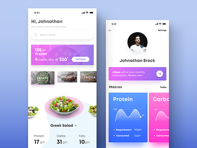 Online food ordering and macro nutrition tracking app UI/UX