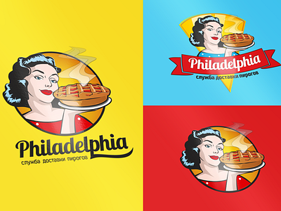 Philadelphia (служба доставки пирогов) delivery food eat food logo philadelphia pie pinup pinup girl