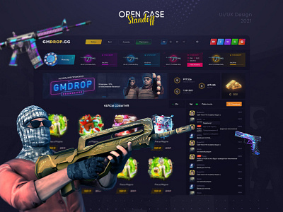 GMDROP.GG - opening of cases cases csgo gambling game opencases roulette standoff uiux webdesign кейсы