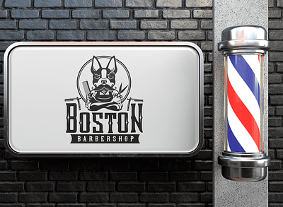 Logo: BOSTON (barbershop) barbershop boston branding logo retrostyle