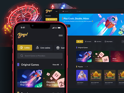 Bingo: Gambling Platform UX/UI Design betting bingo casino crash gambling game graphic design illustration juicyart logo uiux web design
