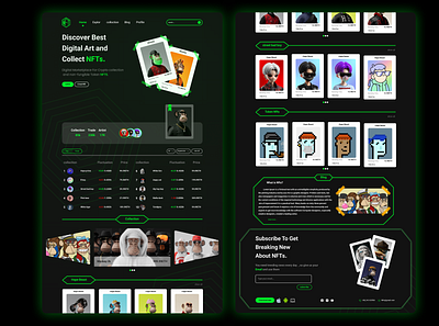 Landing page for Nft website graphic design ui