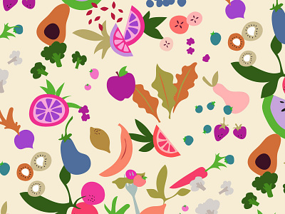 Fruits & Veggies fruits illustration pattern surface pattern vegetables
