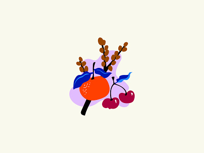 Orange & Cherry design digital fruit fruit illustration graphic design illustration vector