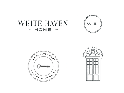 White Haven Home - Branding Icons & Logos brand branding creativity custom icons design door feminine home icons key logo marketplace unlock