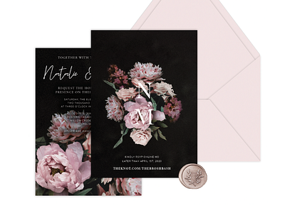 Wedding Invitations - Nat & Matt dark design feminine floral floral design invitations print print materials wedding wedding invitations