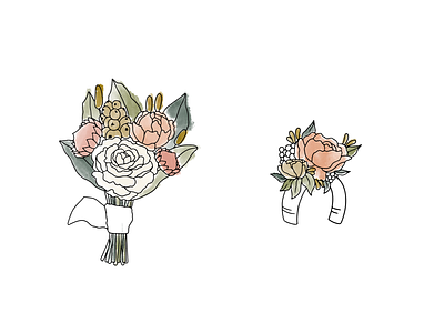 FleuRich Creations - Brand Illustrations bouquet brand branding corsage design feminine floral illustrations flower icons linework