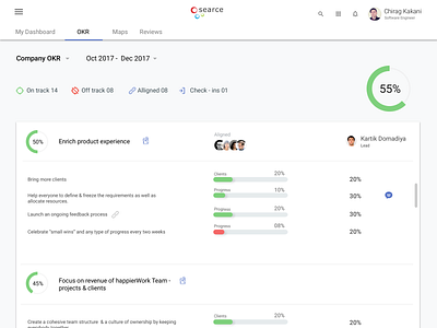 Goal setting checkin company objectives organisation performance squads team