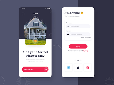 Hostel App - Login/Signin creative login ui for hostel app