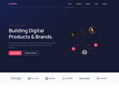 Remedy Landing Page Template design landing page ui ux web design web development