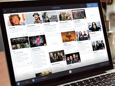Rock & Roll Website flat music slider social ui uidesign ux webapp webdesign