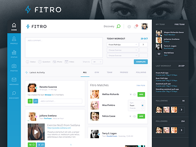 Fitro ‧ Fitness WepApp ‧ Feed View application design fitness navigation photoshop ui user experience user interface ux web