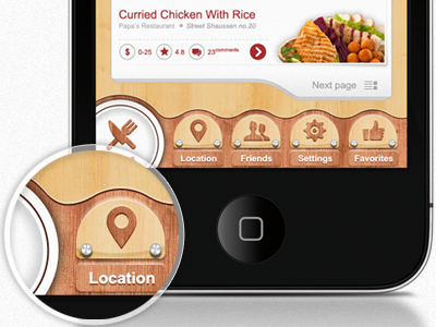 Results Page - Menus - iPhone App application food interface iphone restaurant retina ui design webdesign wood