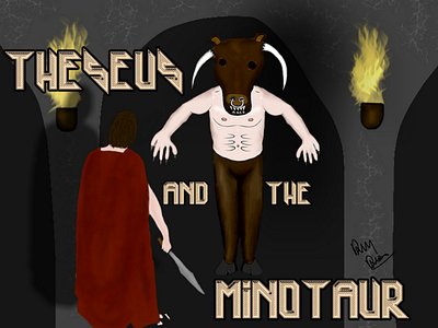Theseus, The Minotaur in The Labyrinth greek myths legends