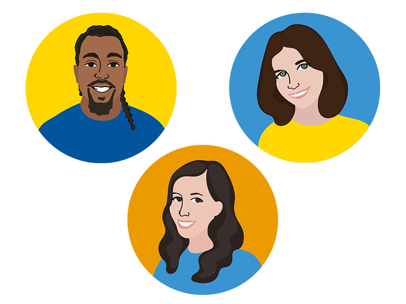Portraits for Mission2Move people circle portrait active pen illustration vector icon
