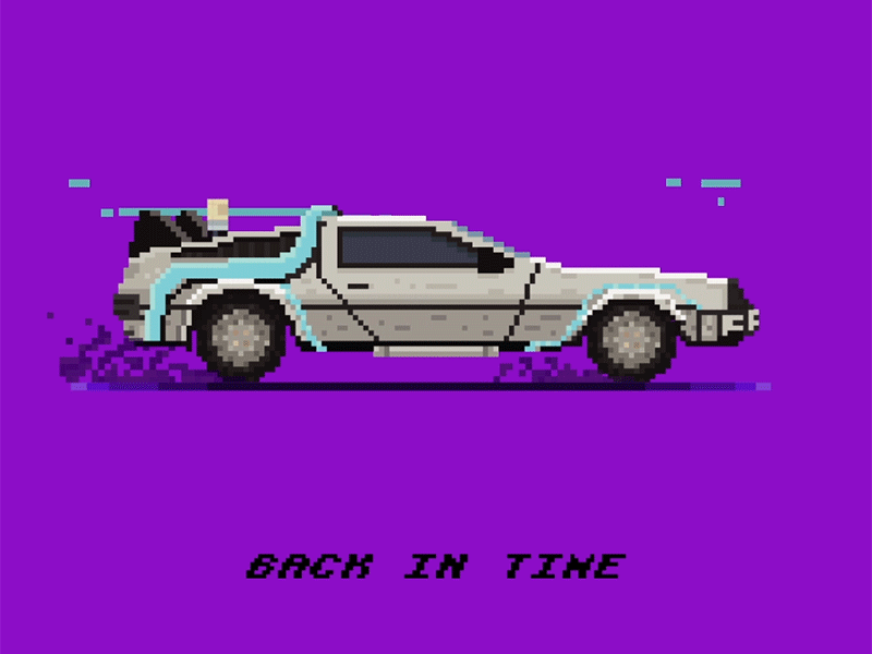 Back To The Future 8 bit after effects animation art back to the future delorean design flying gif motion motion graphics pixel