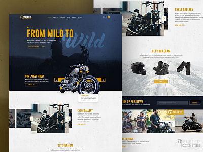 Blacks Sheep Custom Cycles blue gold motorcycle web design website website design yellow