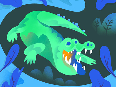 Crocodile alphabet character childrens book childrens illustration color crocodile illustration procreate series texture