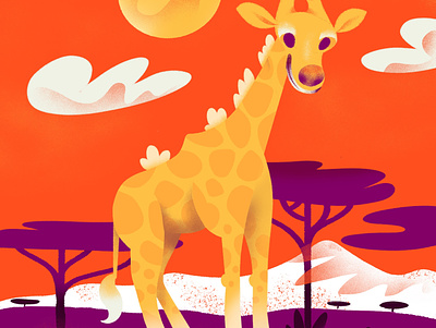 "G"= Giraffe alphabet animal character childrens book childrens illustration color giraffe illustration procreate series texture