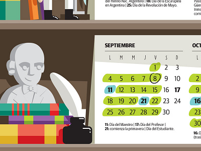 School calendar II calendar editorial illustration hero la voz del interior sarmiento school