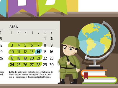 School calendar III calendar editorial illustration la voz del interior malvinas school soldier