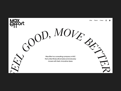 Max Effort Landing Page (Live Now) animation branding interaction motion typography ui visual